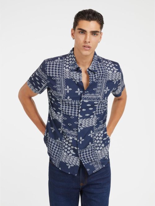 ECO Rayon Geometric Bandana Print Shirt