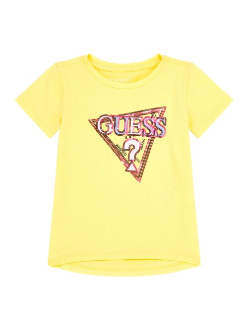 Sequins triangle logo stretch t-shirt