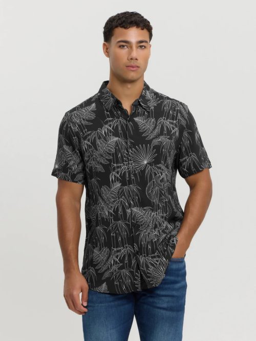 ECO Jungle Snake Print Short Sleeve Woven Shirt