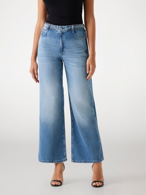 Featherweight Braided Wide-Leg Jeans
