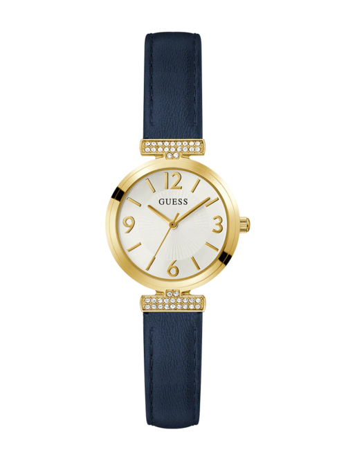 GUESS Ladies Blue Gold Tone Analog Watch