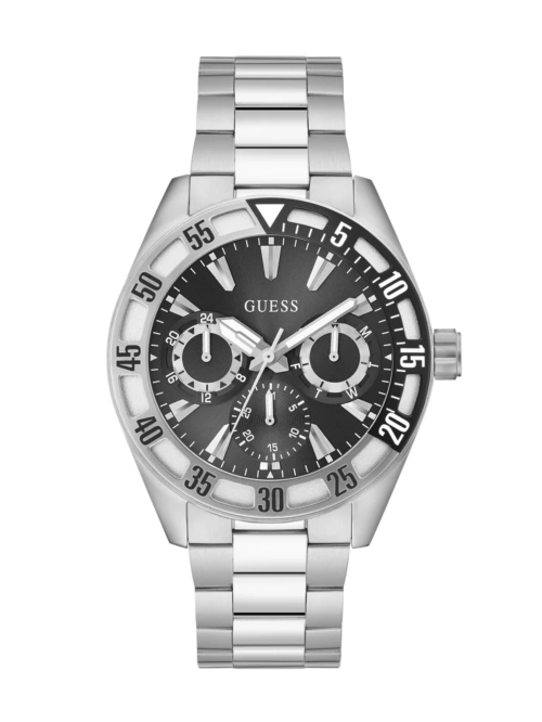 GUESS Mens Silver Tone Multi-function Watch